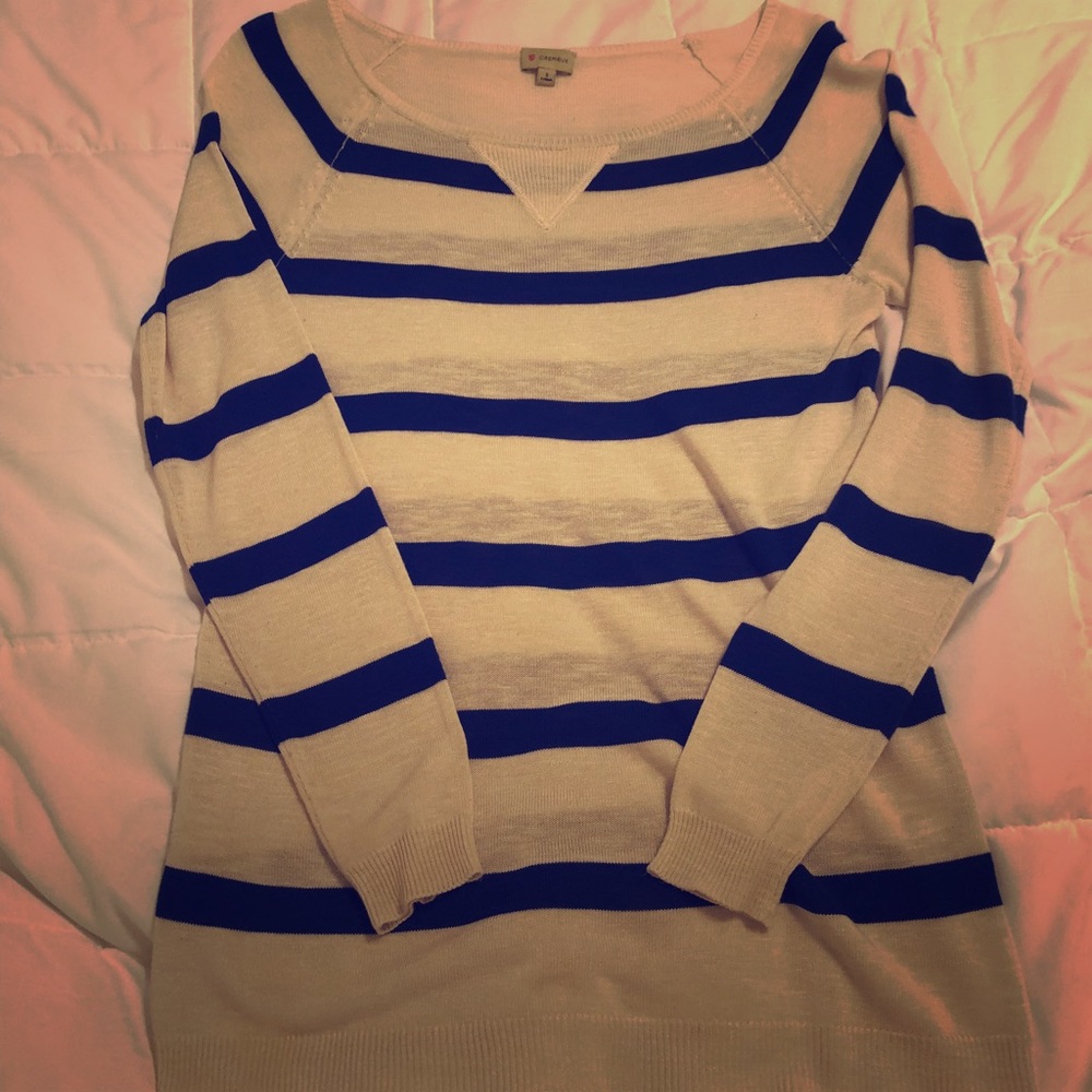 Cremieux- Like new. Navy and white striped sweater